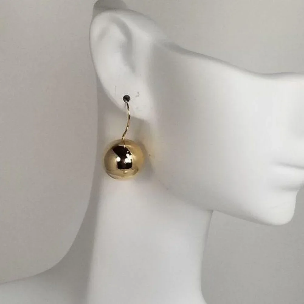 Gold Tone Ball Drop Earring 1.5cm 0.6″